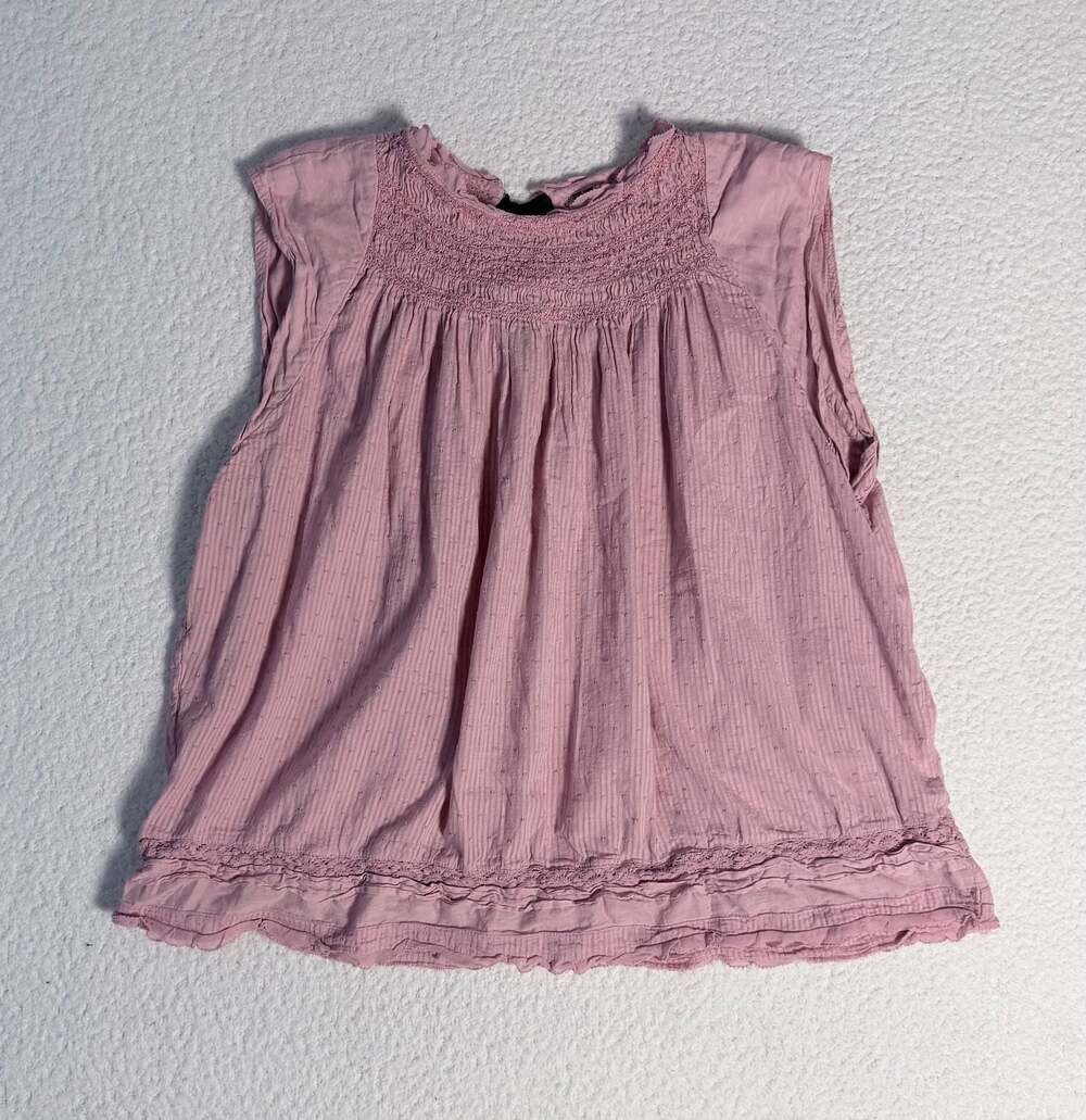 Anthropologie Smocked Yoke Crinkle Gauze Sleeveless Top in Mauve